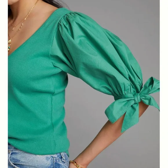 Anthropologie Maeve Puff Sleeve Top - Picture 3 of 6